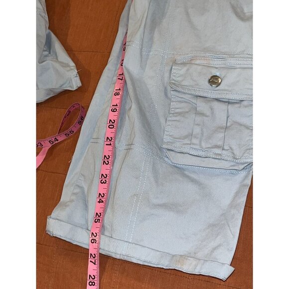 I AM GIA Light Blue Mid-Rise Cotton Pockets Utility Cargo Pants Women's Size M - Picture 7 of 9